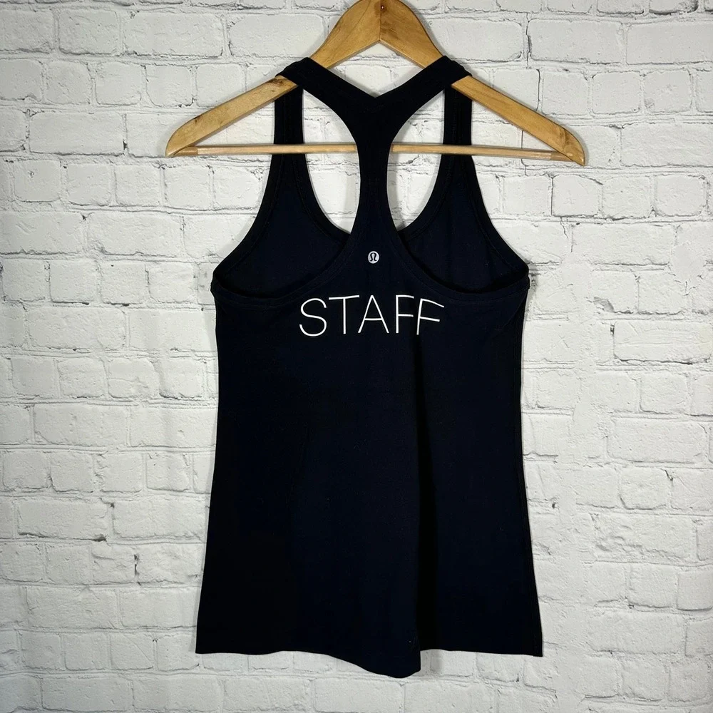 Lululemon The Firm Staff Graphic Racerback Tank Top Black Womens Small‎